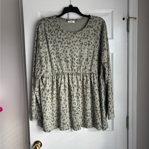 Leopard Print Long Sleeve Blouse